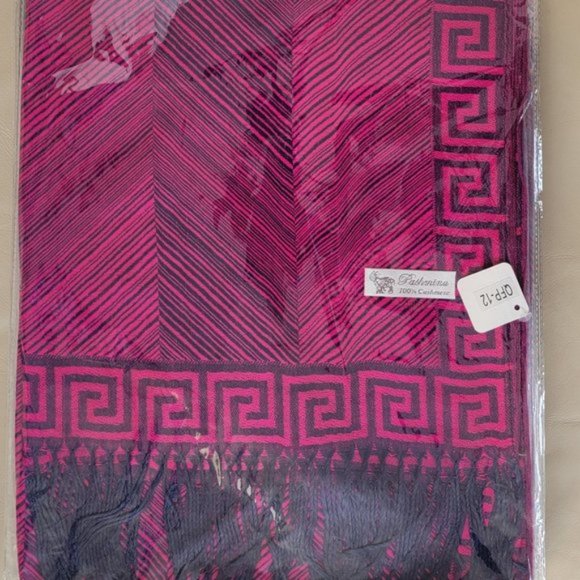 Greek Key Pashmina 100% Cashmere Women NEW - Picture 8 of 13